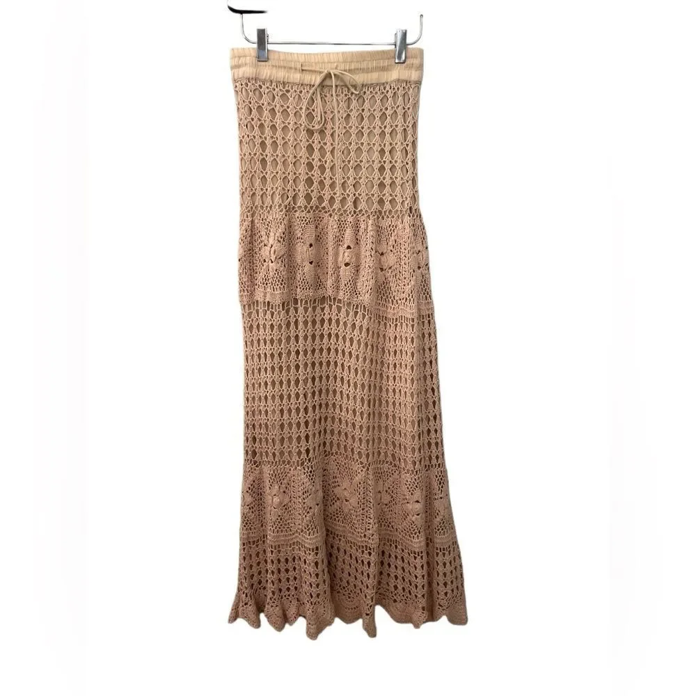 Sadie & Sage Crochet Maxi Skirt in Beige - Picture 2 of 6